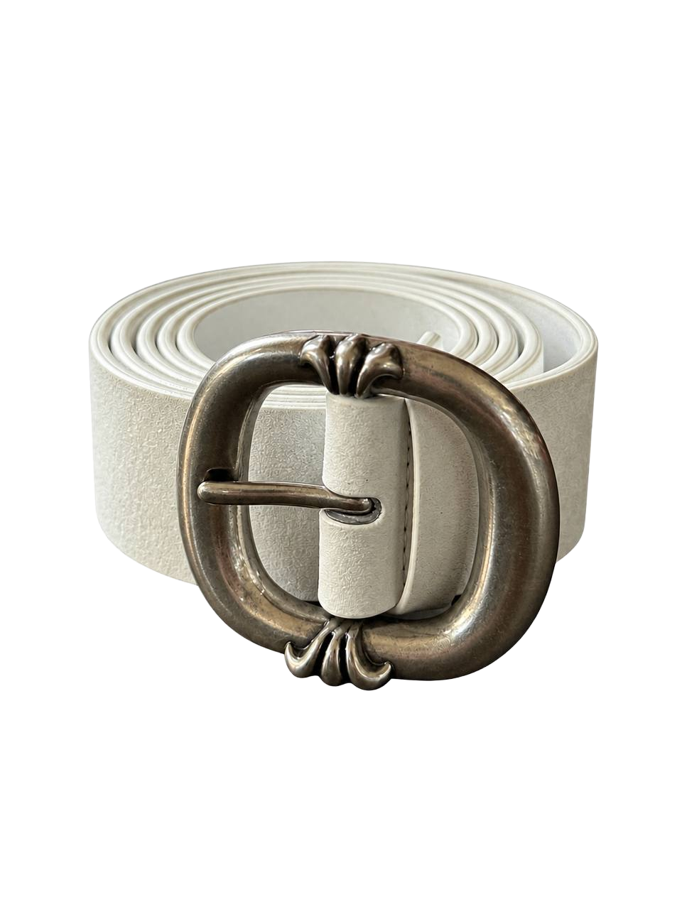 Bootleg white suede belt
