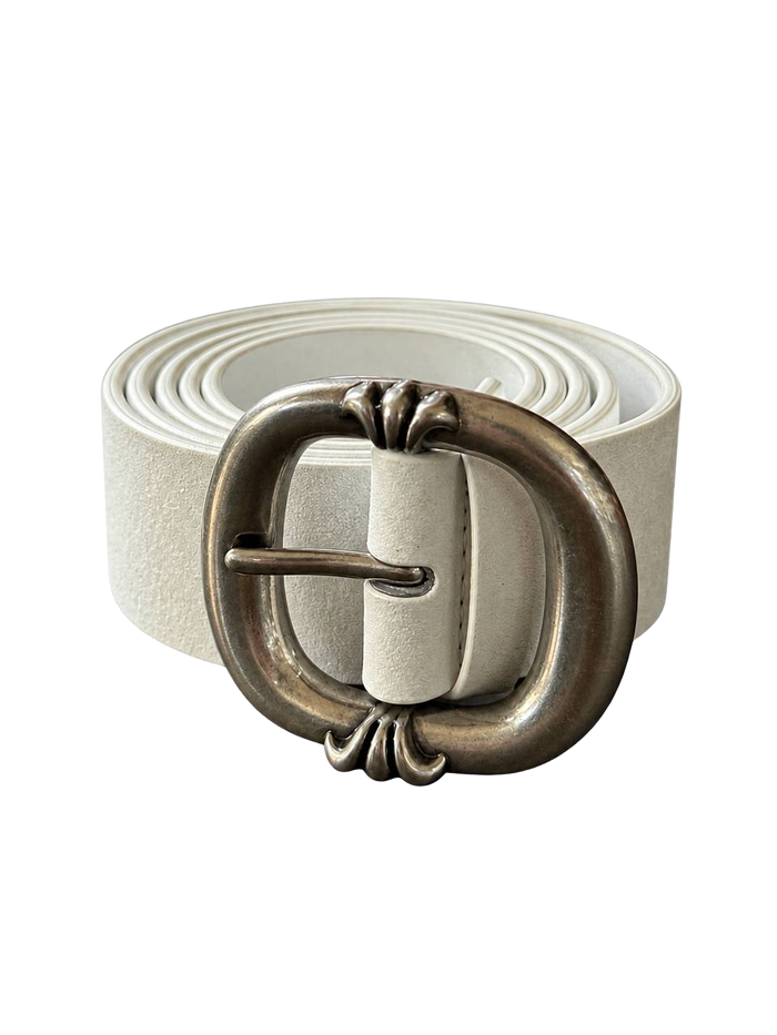 Bootleg white suede belt